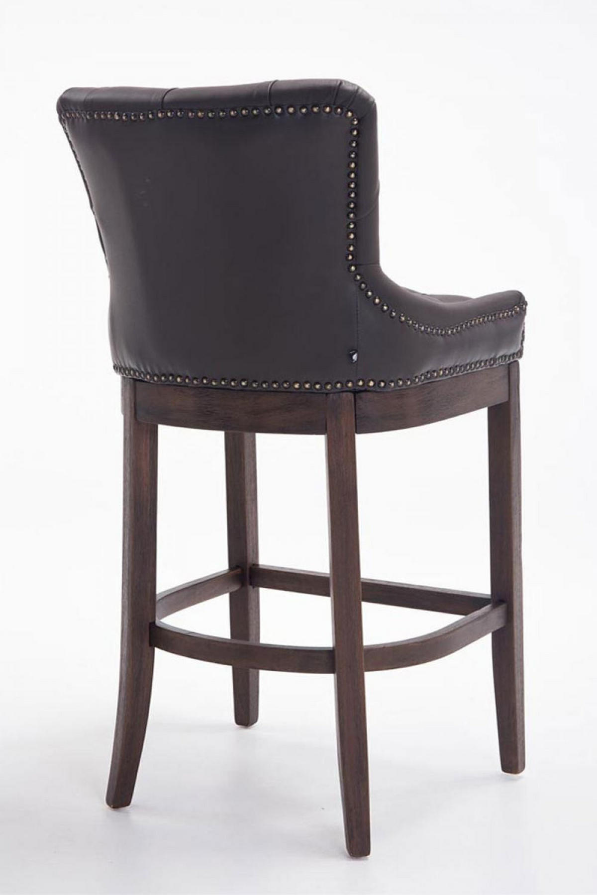 BARHOCKER 2er Set Echtleder braun - Braun, Leder/Holz (55/109/57cm) - CLP