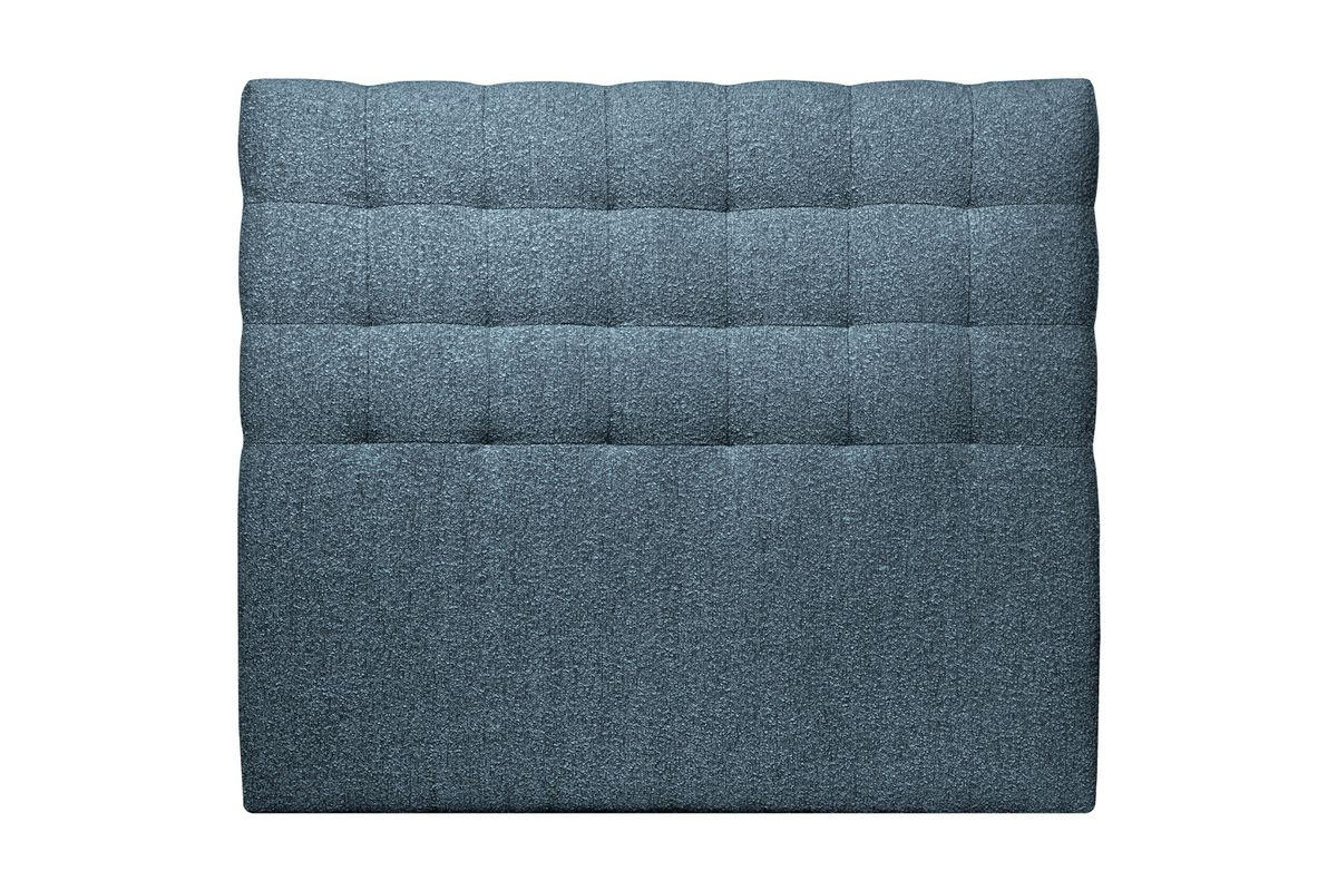 KOPFTEIL gepolstert - Gesteppt – blauer Bouclé-Stoff - 135 cm - Blau/Beige, Karton/Holz (135/120/10cm) - Sommeil de Plomb