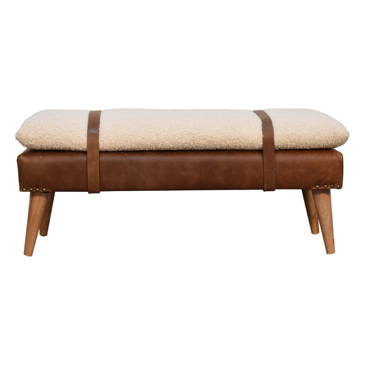 SITZBANK gepolstert - Messingfarben/Braun, Holz/Metall (90/40/35cm) - Artisan Furniture