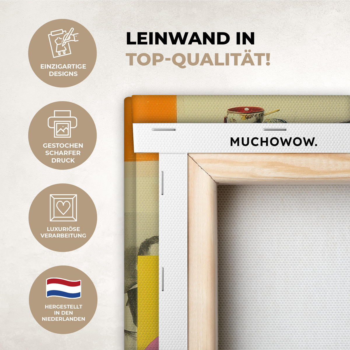 LEINWANDBILD Mädchen - Sonnenbrille - Katze - Retro Deko Wohnzimmer 20x20 cm - Beige, Textil (20/20cm) - MuchoWow