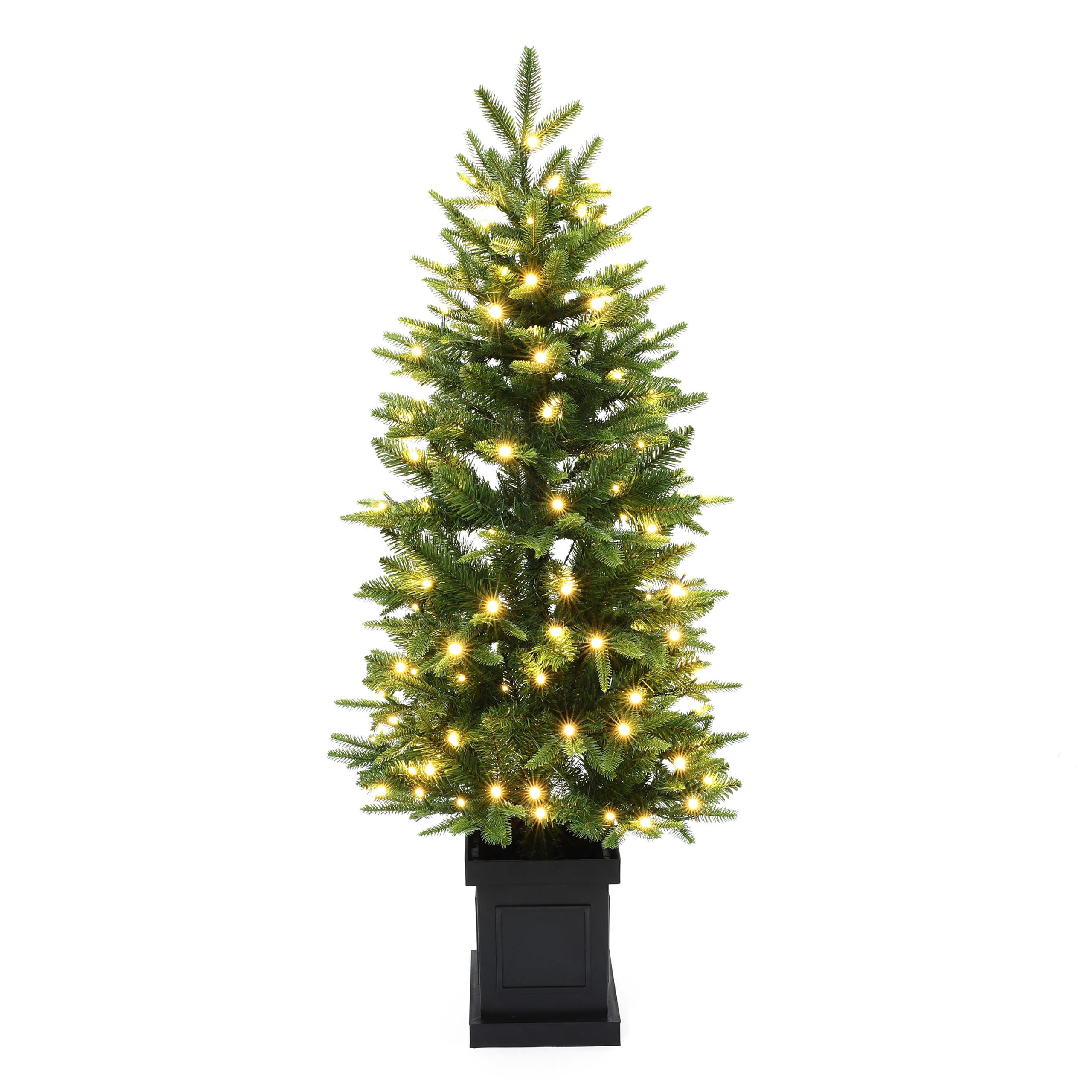 KÜNSTLICHER Weihnachtsbaum 124 cm mit Beleuchtung und 150 LEDs - Grün, Kunststoff (124cm) - Hometopia