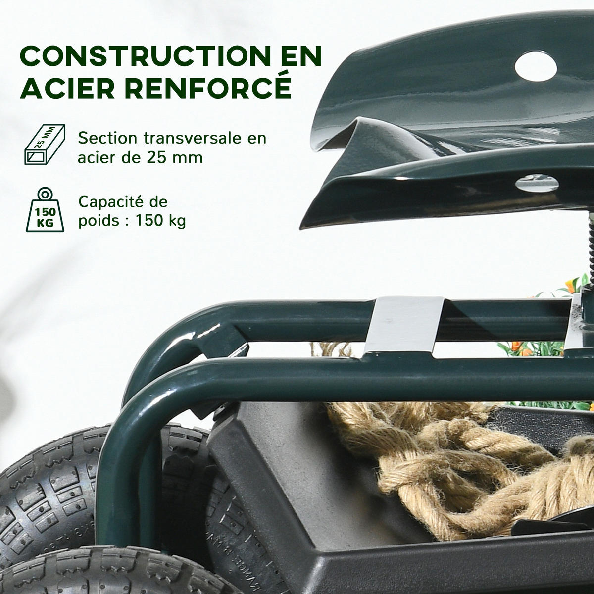 GARTENROLLSITZ DE-13766 Grün - Grün, Metall (36.5/60/83cm) - ComfortXL
