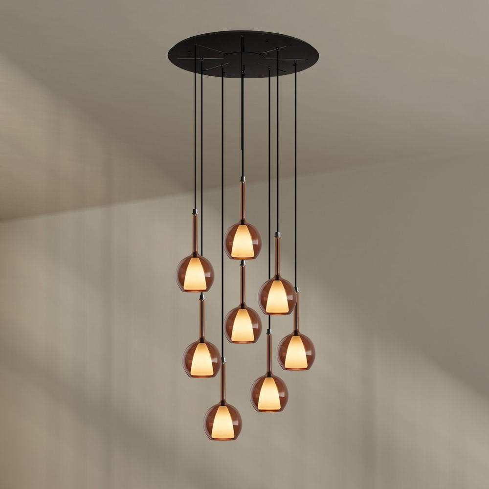 GALERIELEUCHTE Belluna 8-flammig Braun Ø 14cm - Braun, Glas (14/14/35cm) - s.luce