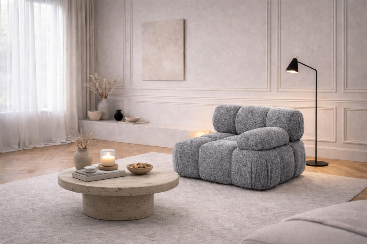 MODUL Seitlich, Für Modulares System, Stoff Abriamo, Dunkelgrau, Rechts, Selia - Dunkelgrau, Holz (95/70/95cm) - Kaiser Möbel