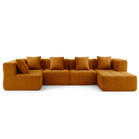 WOHNLANDSCHAFT Bouclé-Stoff Zimtbraun - Hellbraun, Textil (340/73/190cm) - MILYsofa