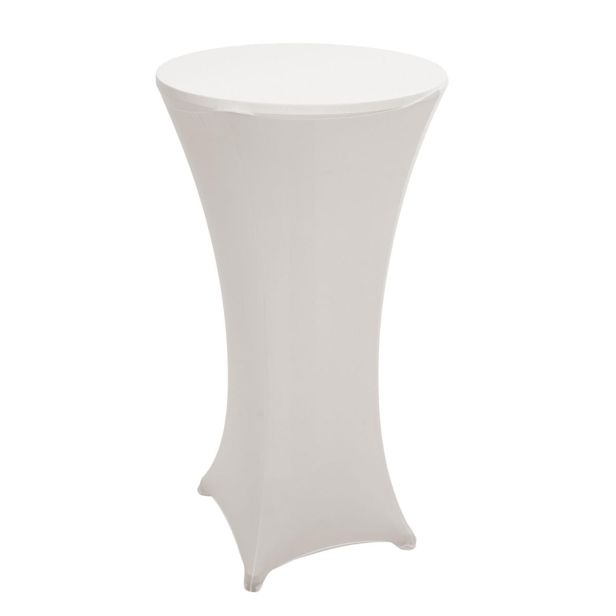 STEHTISCH + HUSSE rund Silber, Cremeweiß 2er-Set - Silberfarben/Creme, Textil (60/60/110cm) - MCW