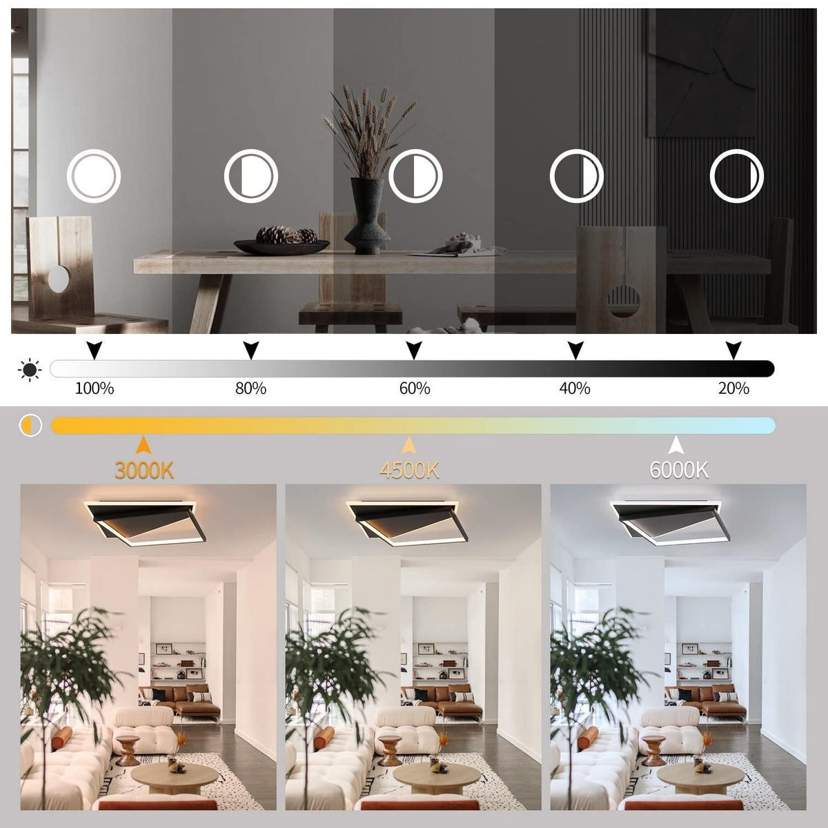 LED-DECKENLEUCHTE Schwarzwall 48.0/5.5/48.0 cm - Schwarz, Metall (48/48/5.5cm) - ZMH