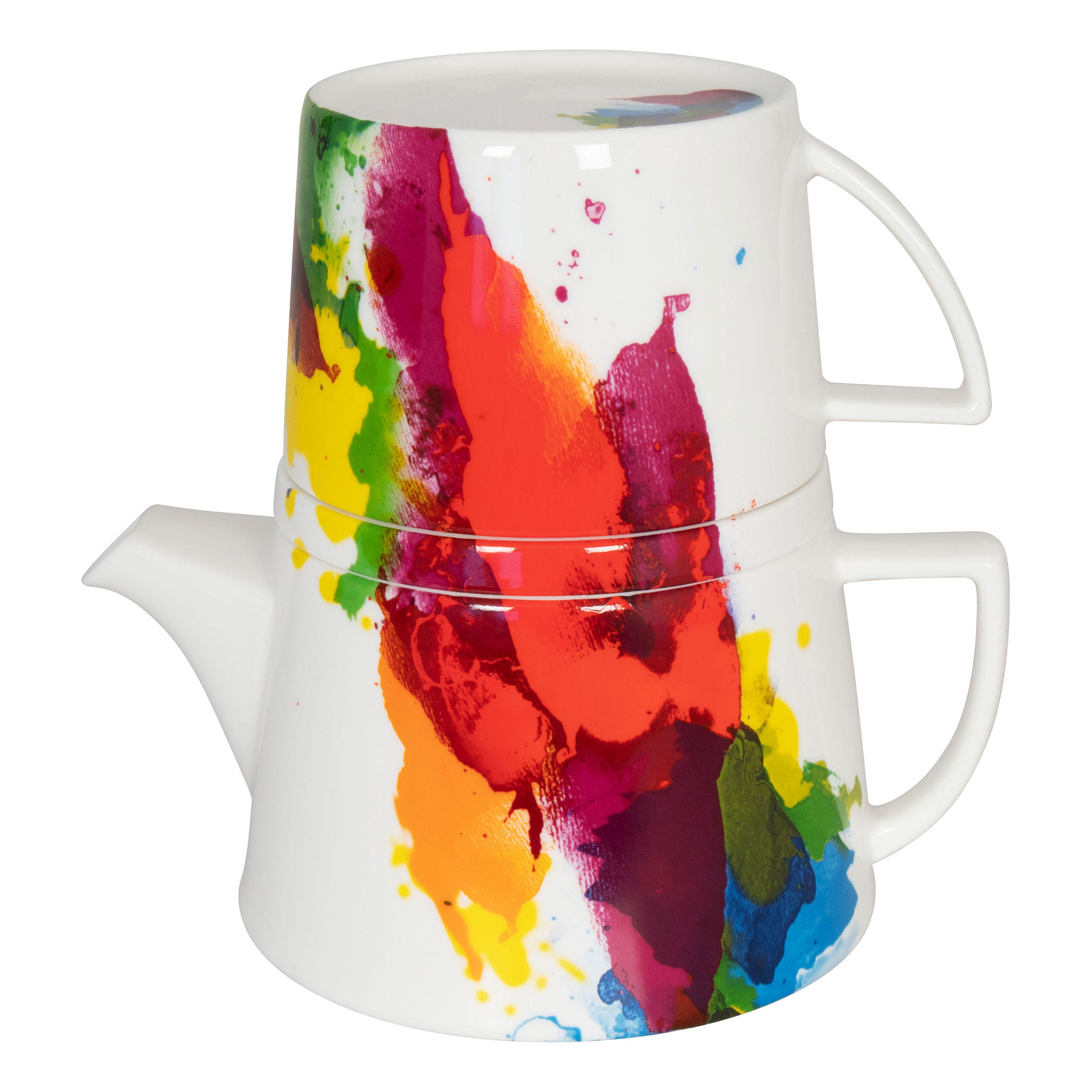 TEEKANNE Tea For Me On Colour Flow mit Deckel und Becher - Naturfarben, Keramik (0.4L) - Könitz