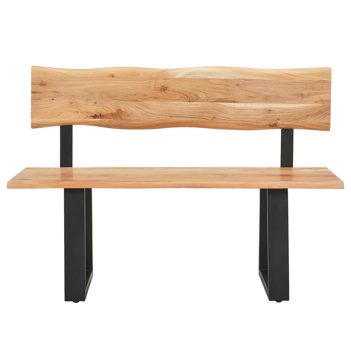 SITZBANK - Metall / Massivholz - Akazie Braun / Schwarz - Schwarz/Braun, Holz/Metall (140/85/50cm) - home24