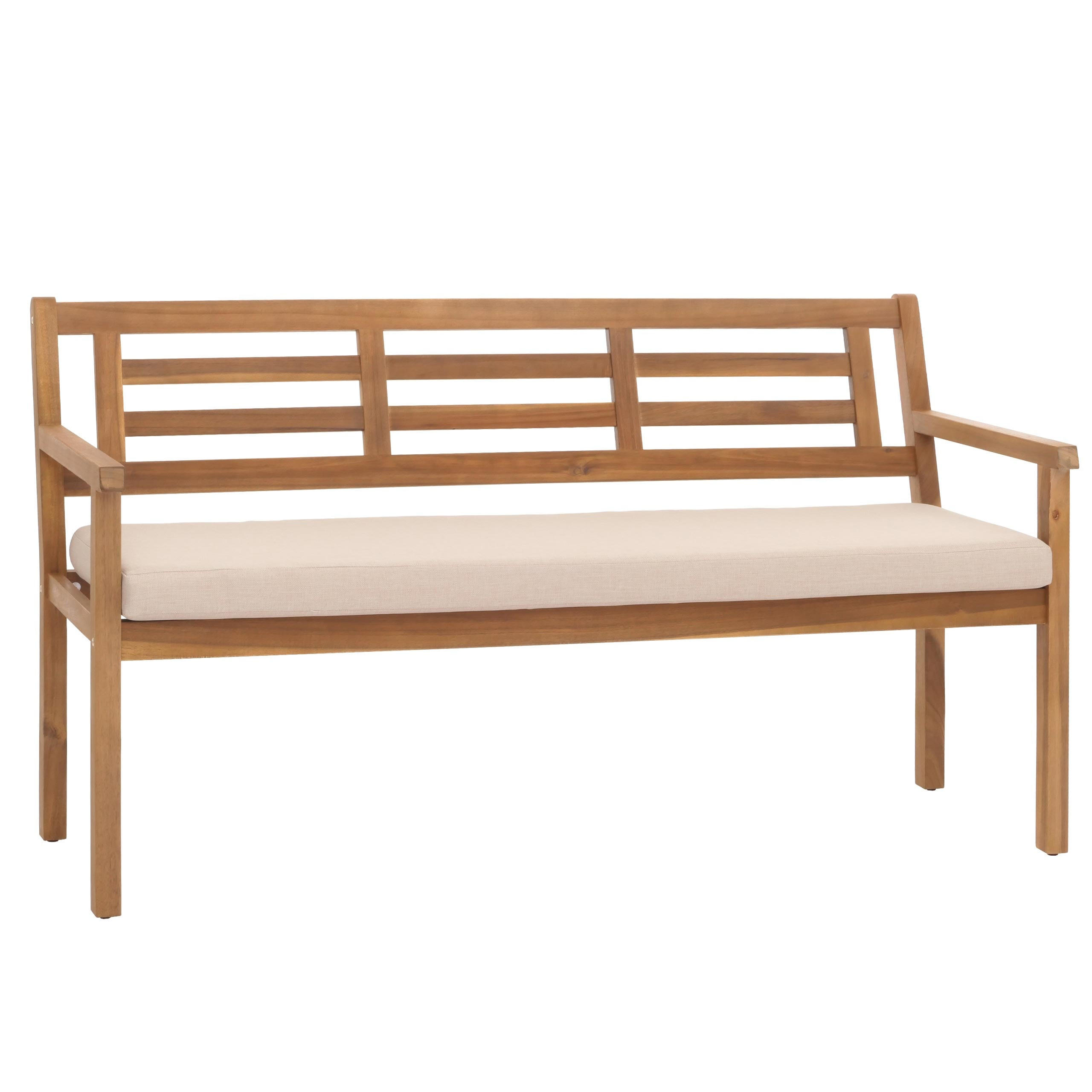 GARTENBANK 82x145x59cm Kissen Creme-Beige - Braun, Holz (145/82/59cm) - PROREGAL