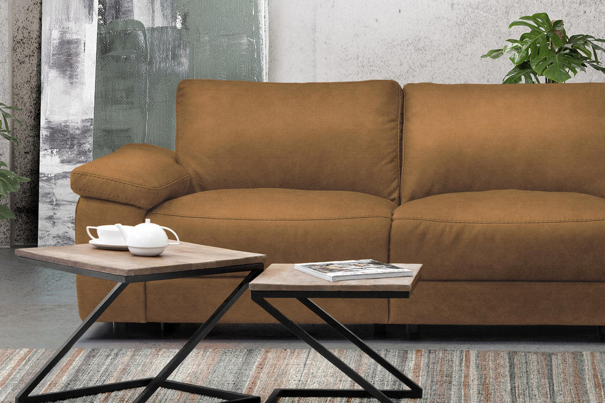 ECKSOFA XL MOTOR. RELAXFUNKTION LOLA Orange Webstoff - Schwarz/Orange, Textil (304/178cm) - KAWOLA