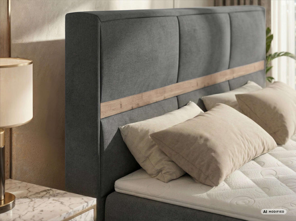 POSTEL BOXSPRING ORVO KING 140/200 - Tmavě šedá Samet - Topper T25 - H4 - černá/tmavě šedá, textil/plast (140/200cm) - MKS
