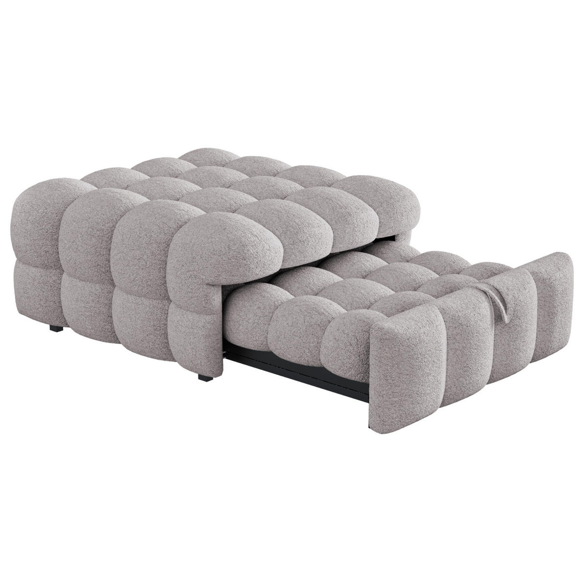 SCHLAFSOFA 2-in-1 aus Teddy-Stoff, ausziehbar, 183/76/42 cm, Grau - Grau, Textil (76/42/183cm) - Redom