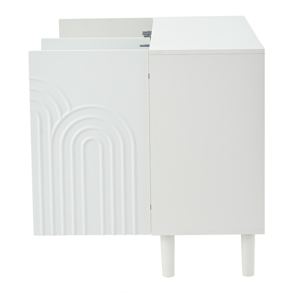 SIDEBOARD 120 cm in Weiß Kommode mit 3 Designtüren & verstellbaren Fächern - Weiß, Holzwerkstoff (120/79/38.5cm) - Urban Meuble