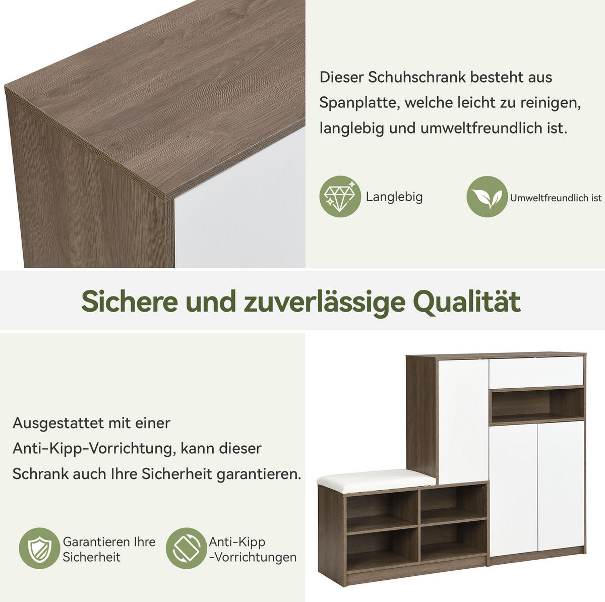 SCHUHSCHRANK 140/35/110 cm Weiß aus Spanplatte mit Sitzkissen - Weiß, Holzwerkstoff (140/110/35cm) - OKWISH