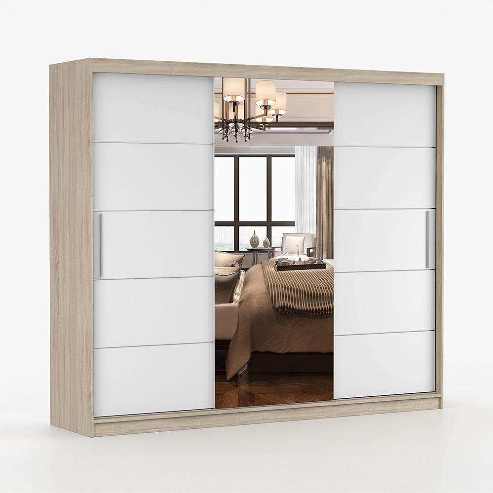 imoebel24 Kleiderschrank Weiß 233x218x61 cm