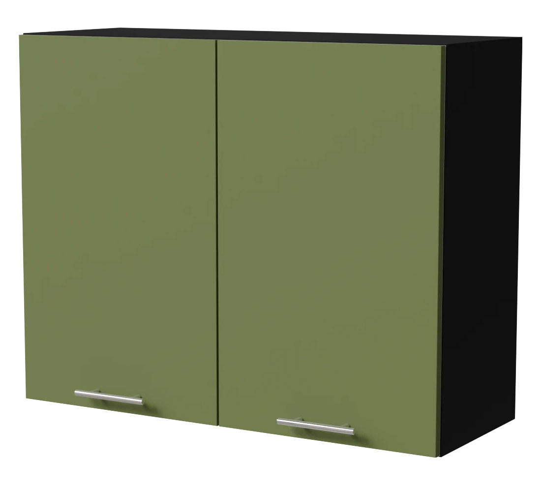 KÜCHENHÄNGESCHRANK Brerra W3/90 Schwarz / RAL 6025 farngrün Matt 90 / 32,5 / 72cm - Schwarz/Grün, Holz/Holzwerkstoff (90/72/32.5cm) - Feldmann-Wohnen