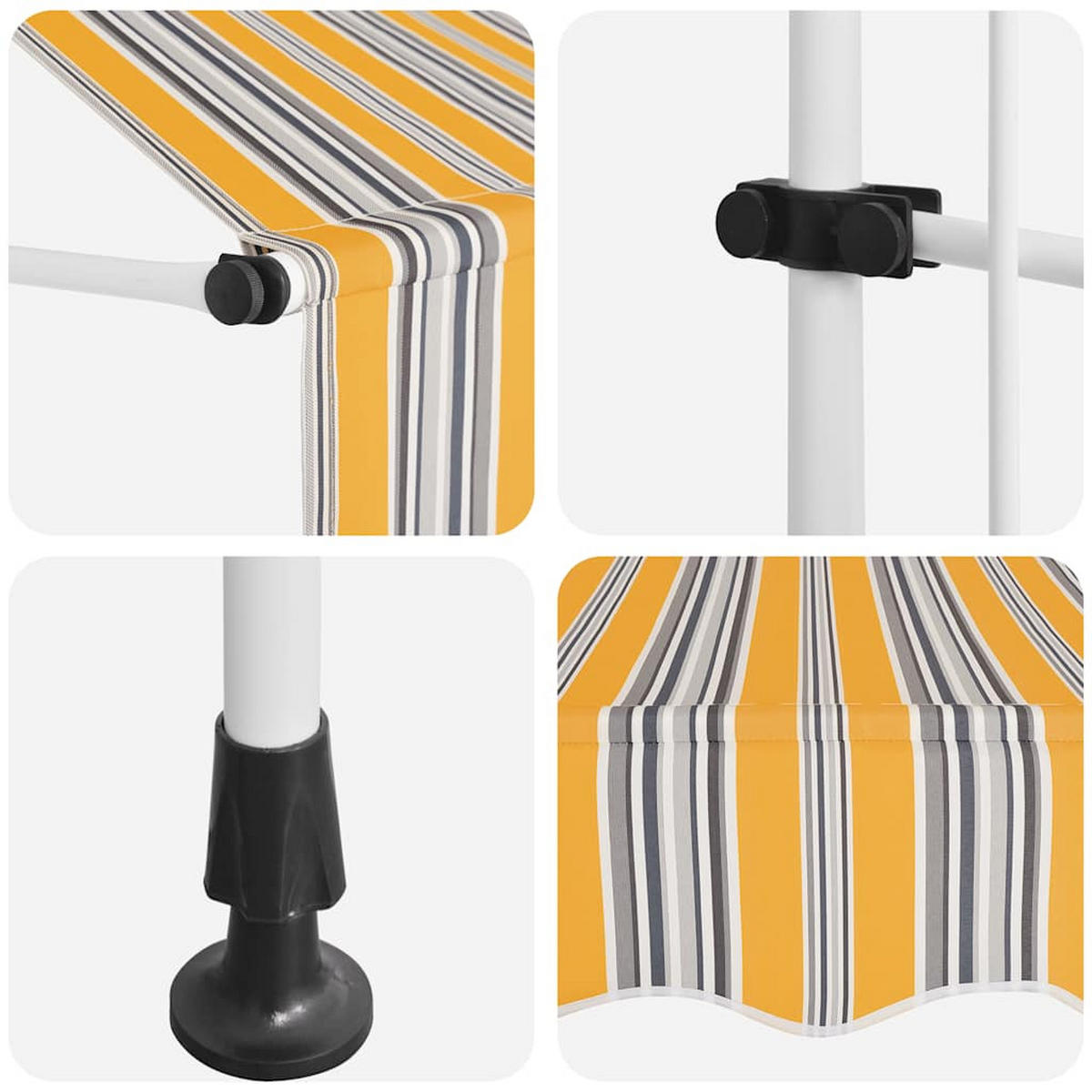 MARKISE Einziehbare Handbetrieben 250 Cm Gelb/Blau Gestreift - Multicolor, Textil (250/300/120cm) - vidaXL