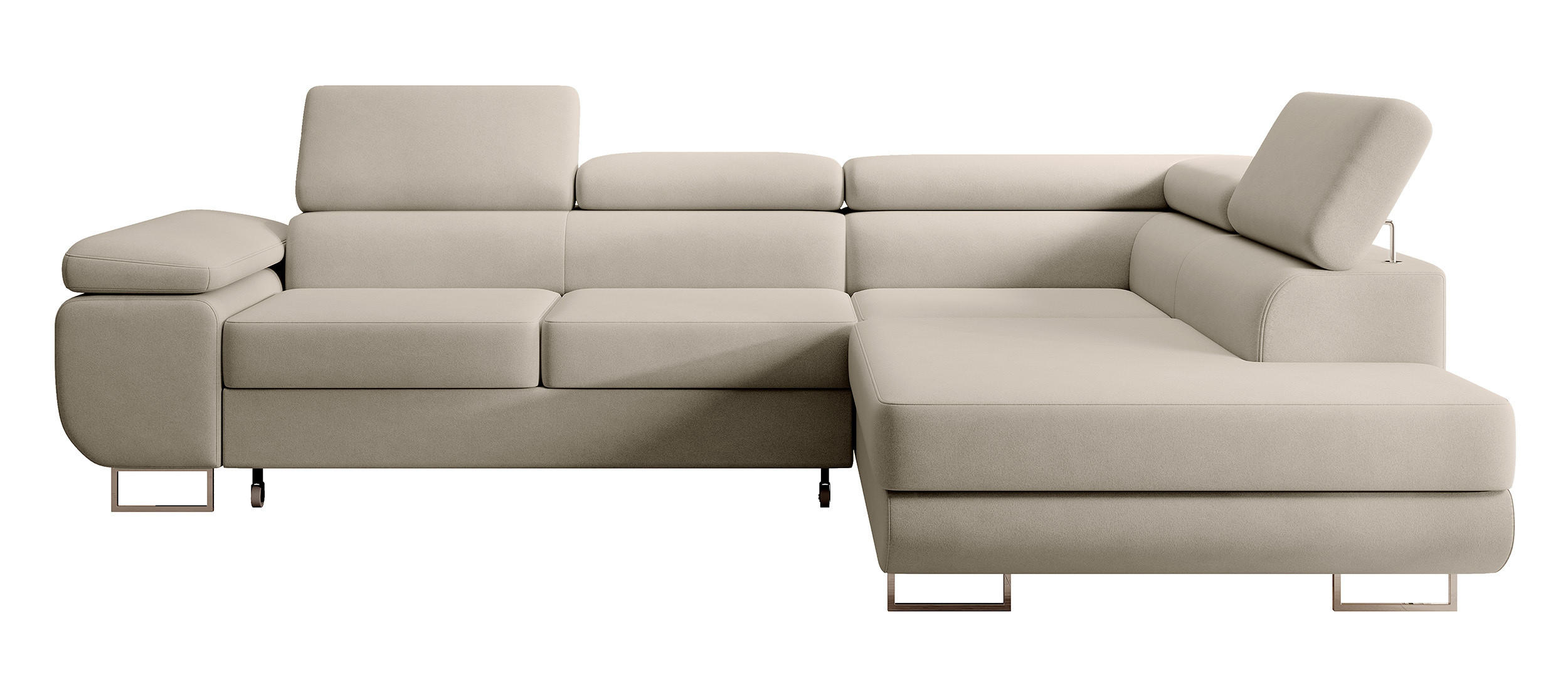 ECKSOFA Stevil Graubeige Velours - Greige/Silberfarben, Textil/Metall (275/203cm) - Selsey