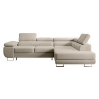 ECKSOFA Stevil Graubeige Velours - Greige/Silberfarben, Textil/Metall (275/203cm) - Selsey