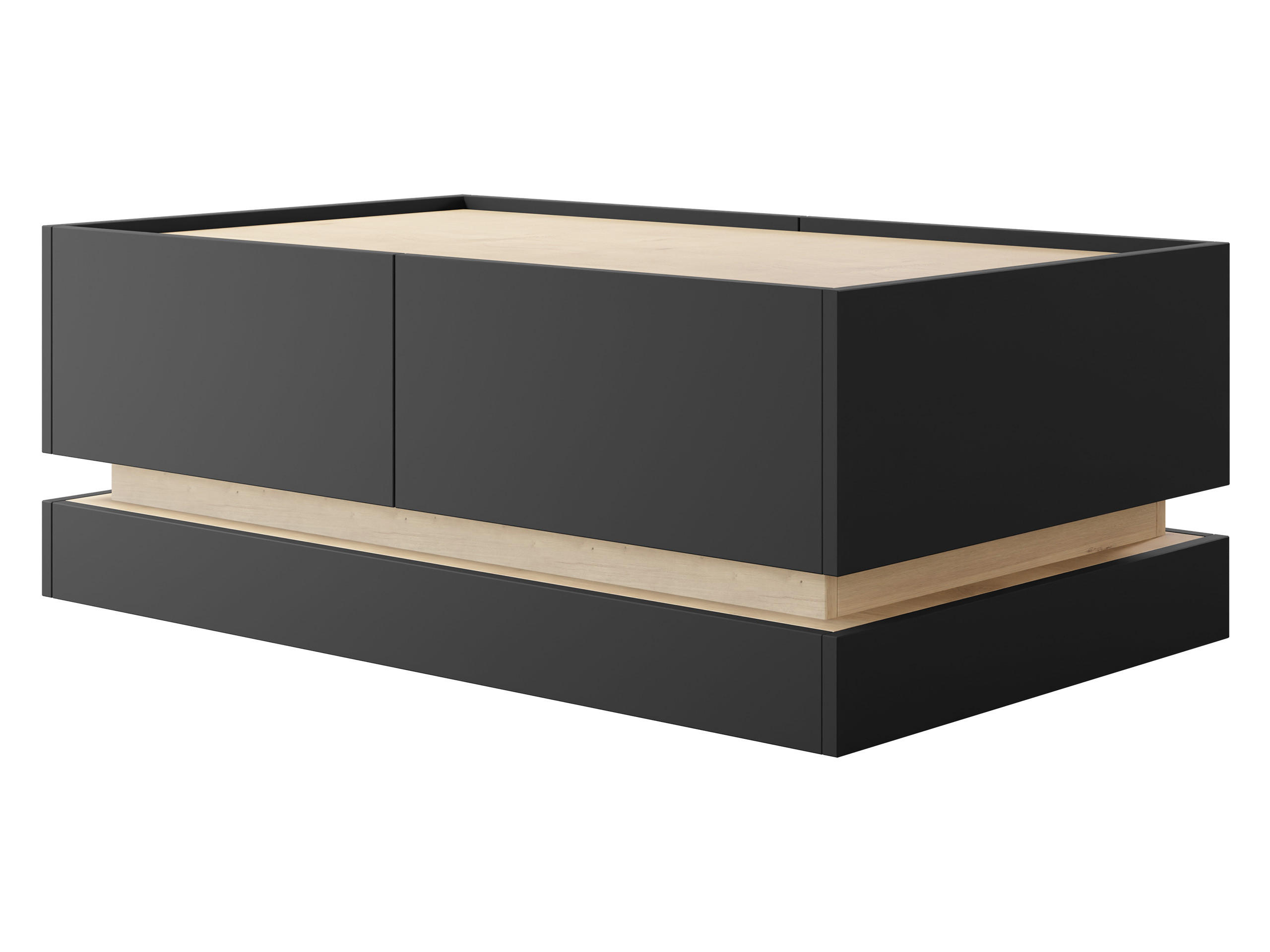 Mirjan24 Couchtisch Schwarz, Eiche 97x40x60 cm