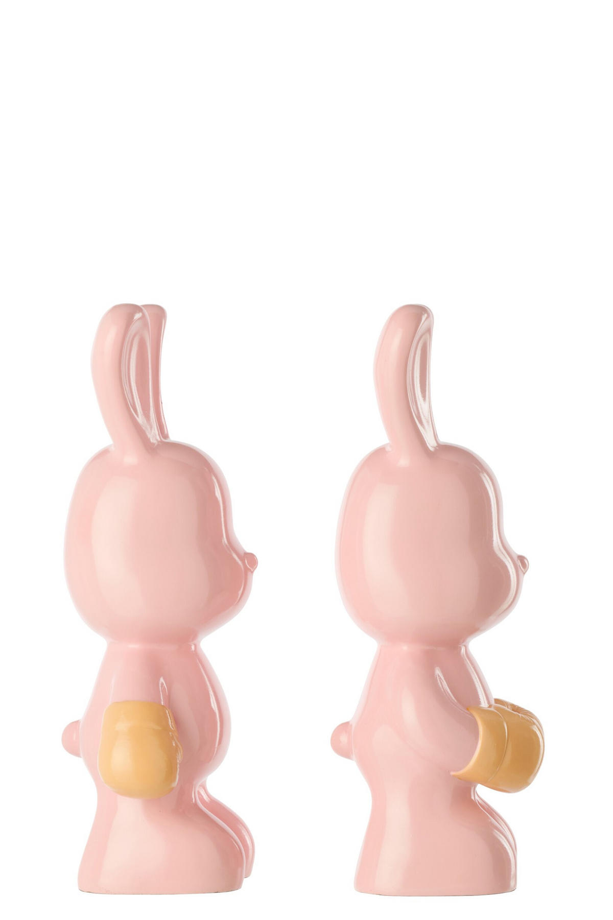 DEKOOBJEKT KANINCHEN RAY BOXEN (2ER SET) - Orange, Glas/Naturmaterialien (13/36/16.5cm) - J-Line