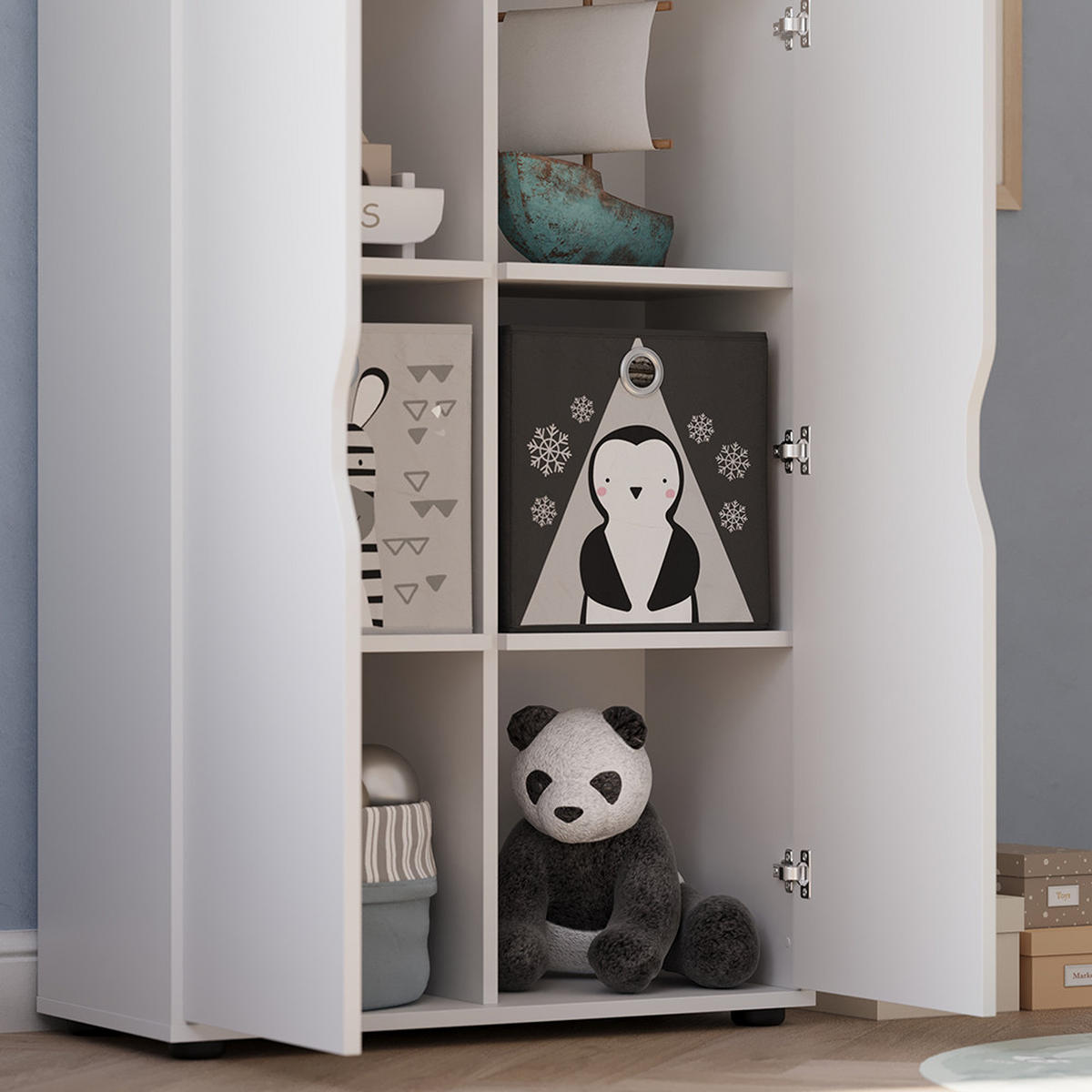 KINDERREGAL Estell Weiß 71 x 140.4 cm - Weiß, Holzwerkstoff (71/140.4/32.1cm) - Vicco