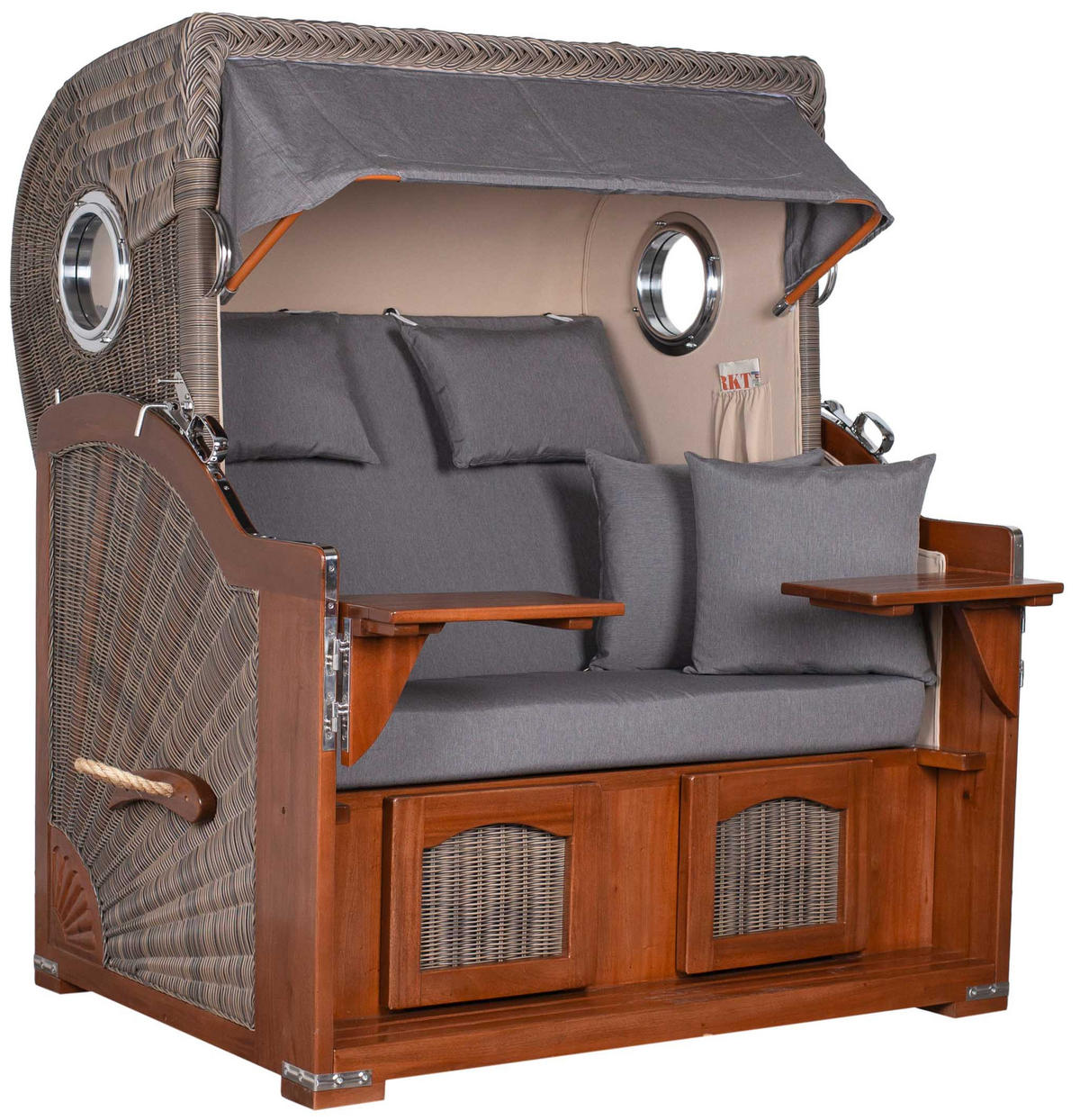 STRANDKORB XXL Düne Grande 2,5 Sitzer - Braun/Grau, Metall (142/170/95cm) - Mr. Deko