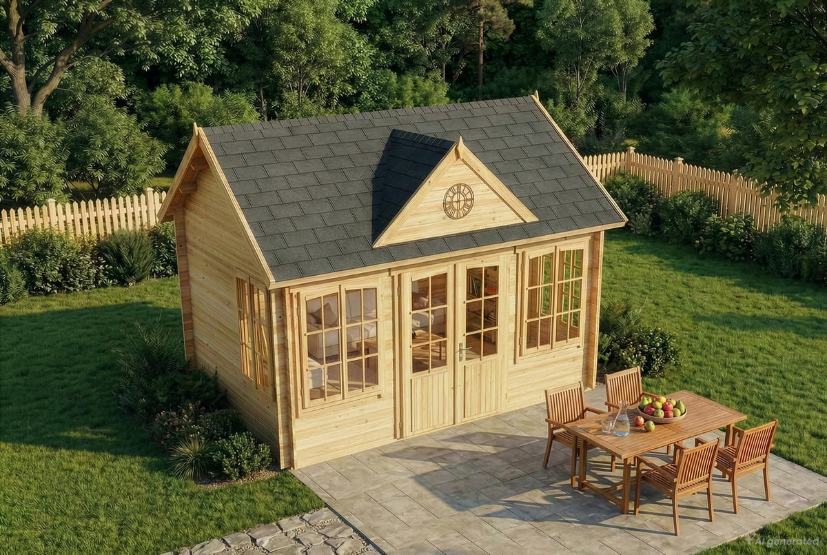 GARTENHAUS Holz Clockhouse - Naturfarben, Holz (440/336/340cm) - Alpholz