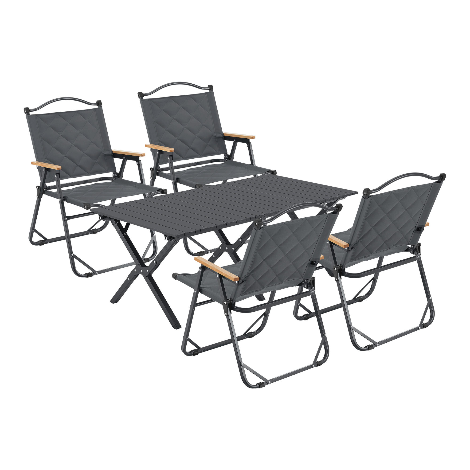 GARTENMÖBEL-SET Botrugno 5 TLG. - Grau, Textil/Metall - casa.pro