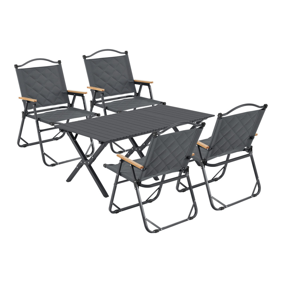 GARTENMÖBEL-SET Botrugno 5 TLG. - Grau, Textil/Metall - casa.pro