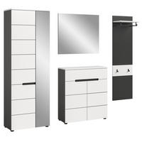 GARDEROBEN-SET 4-teilig in weiß, grau 220 cm, Komplettset mit Soft-Close, Cooper - Schwarz/Weiß, Glas/Holzwerkstoff (220/190/37cm) - Inn.Furn