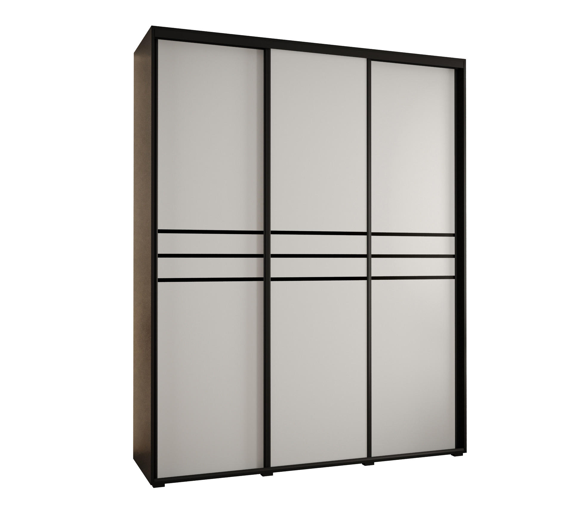 Abiks Möbel Schwebetürenschrank Schwarz, Weiß, Schwarz 190x235x45 cm