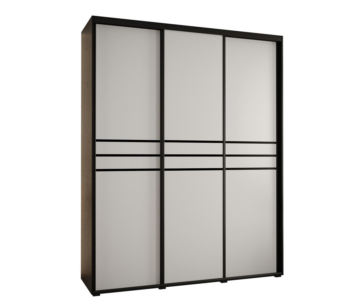 SCHWEBETÜRENSCHRANK 235,2/190/45 3-türig - Schwarz/Weiß, Holz/Metall (190/235/45cm) - Abiks Möbel