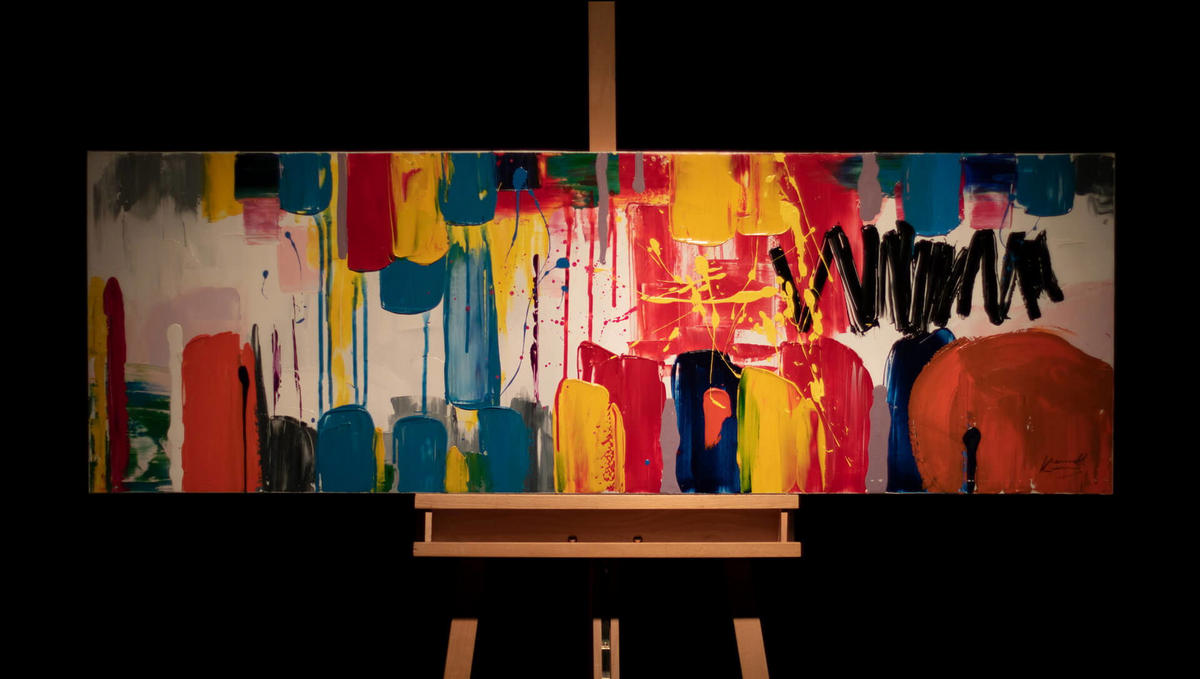 ACRYLBILD HANDGEMALT 150/50 cm - Weiß, Holz/Textil (150/50cm) - KUNSTLOFT