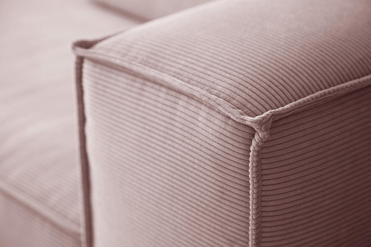 SOFA CARMO Pink Cord - Pink/Schwarz, Kunststoff/Textil (306/68/118cm) - KAWOLA