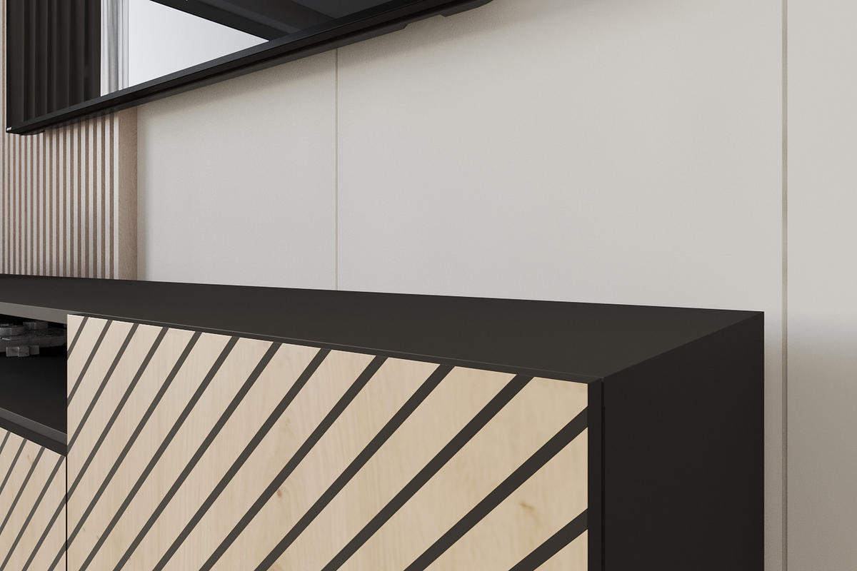 LOWBOARD SENI-W 200x40x41 cm - Schwarz / Artisan - Schwarz, Holzwerkstoff (200/40/41cm) - ALTDECOR