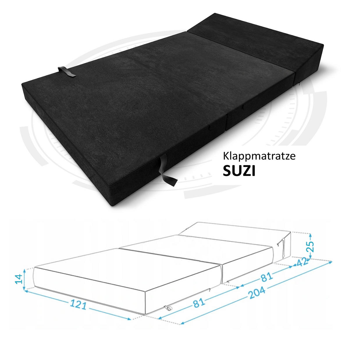 KLAPPMATRATZE SUZI MAXI - Schwarz, Textil (120/200cm) - FDM