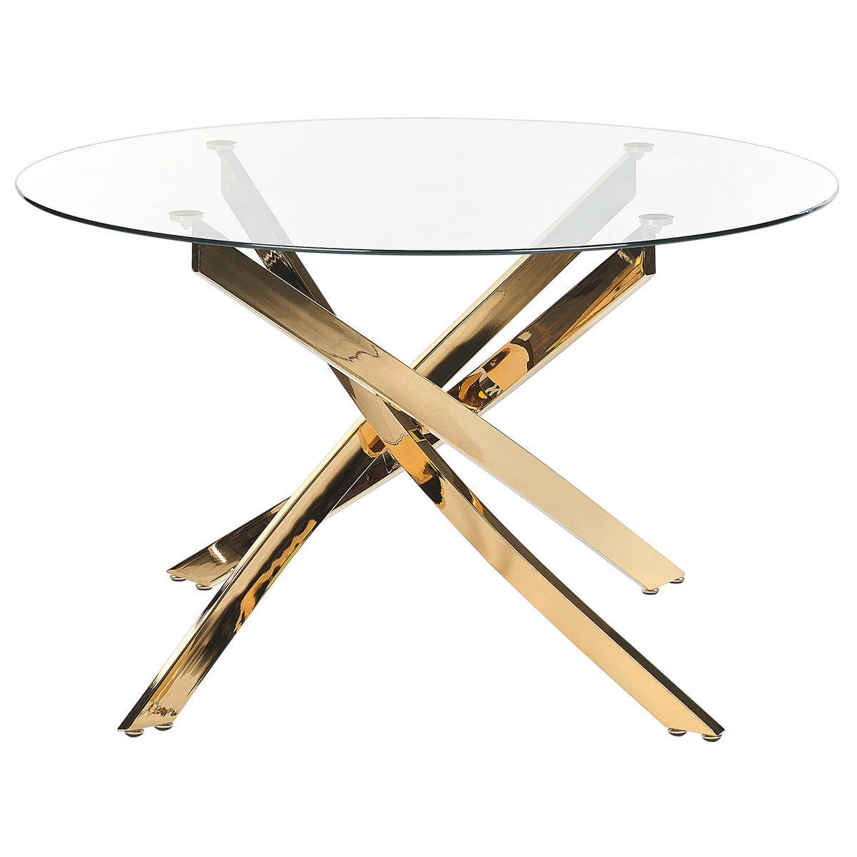 ESSTISCH 120/75 cm Transparent, goldfarben Rund Maramo - Transparent, Glas (120/120/75cm) - Beliani