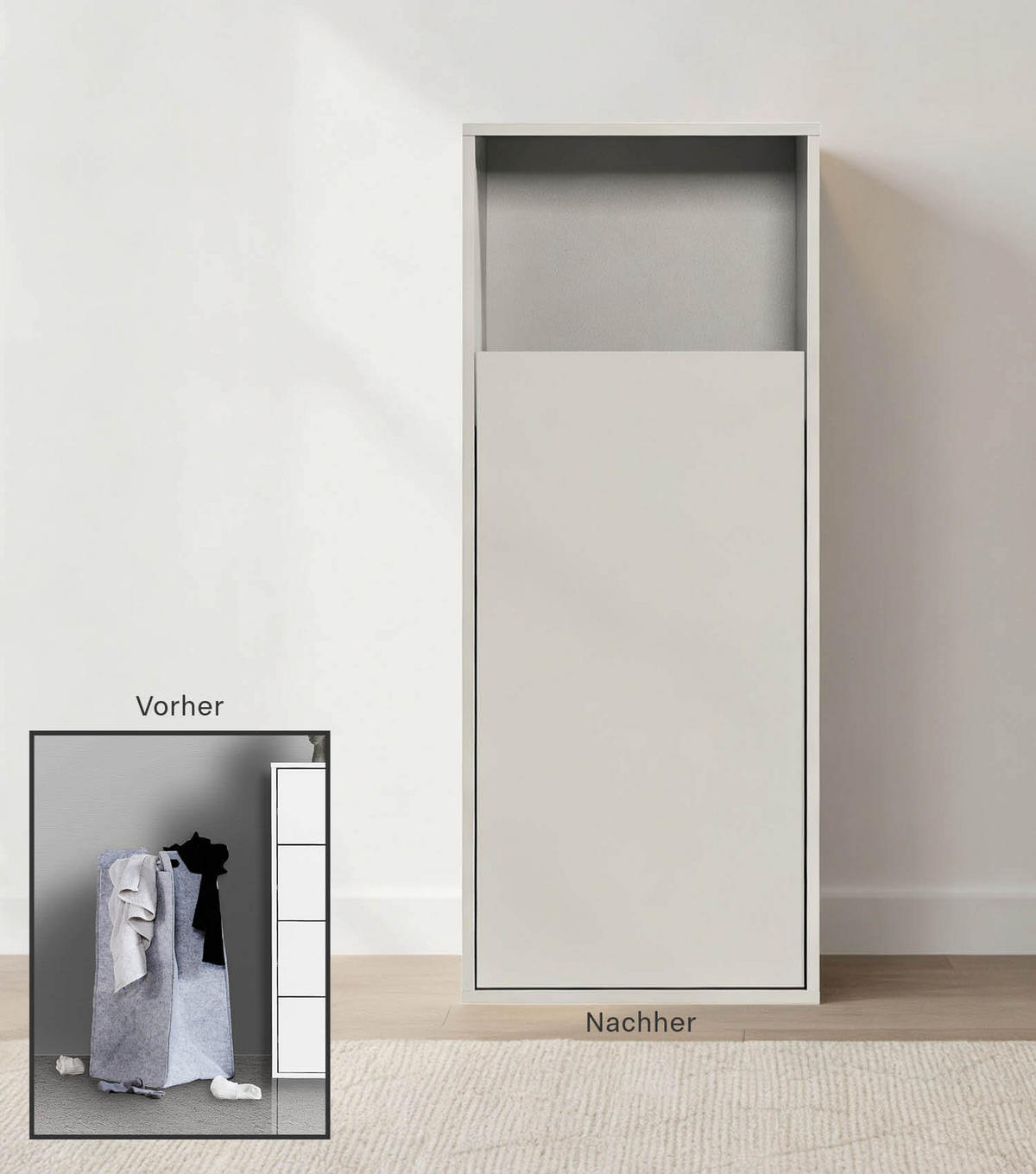 WÄSCHESCHRANK Der Wäschehüter - Beige, Holzwerkstoff (41/95/40cm) - Mokebo