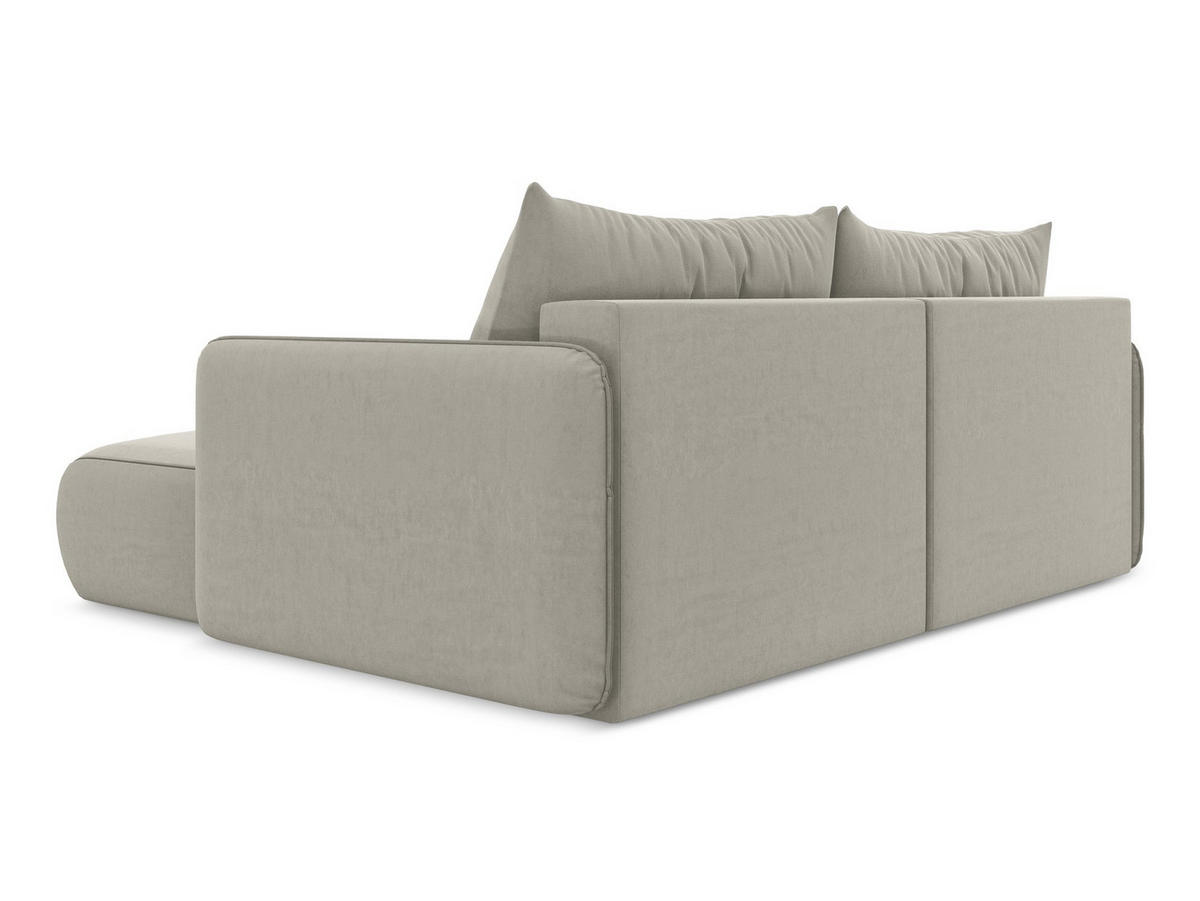 ECKSOFA mit Schlaffunktion Samt Stoff Creme - Perlmutt/Creme, Kunststoff/Textil (207/148cm) - Makamii