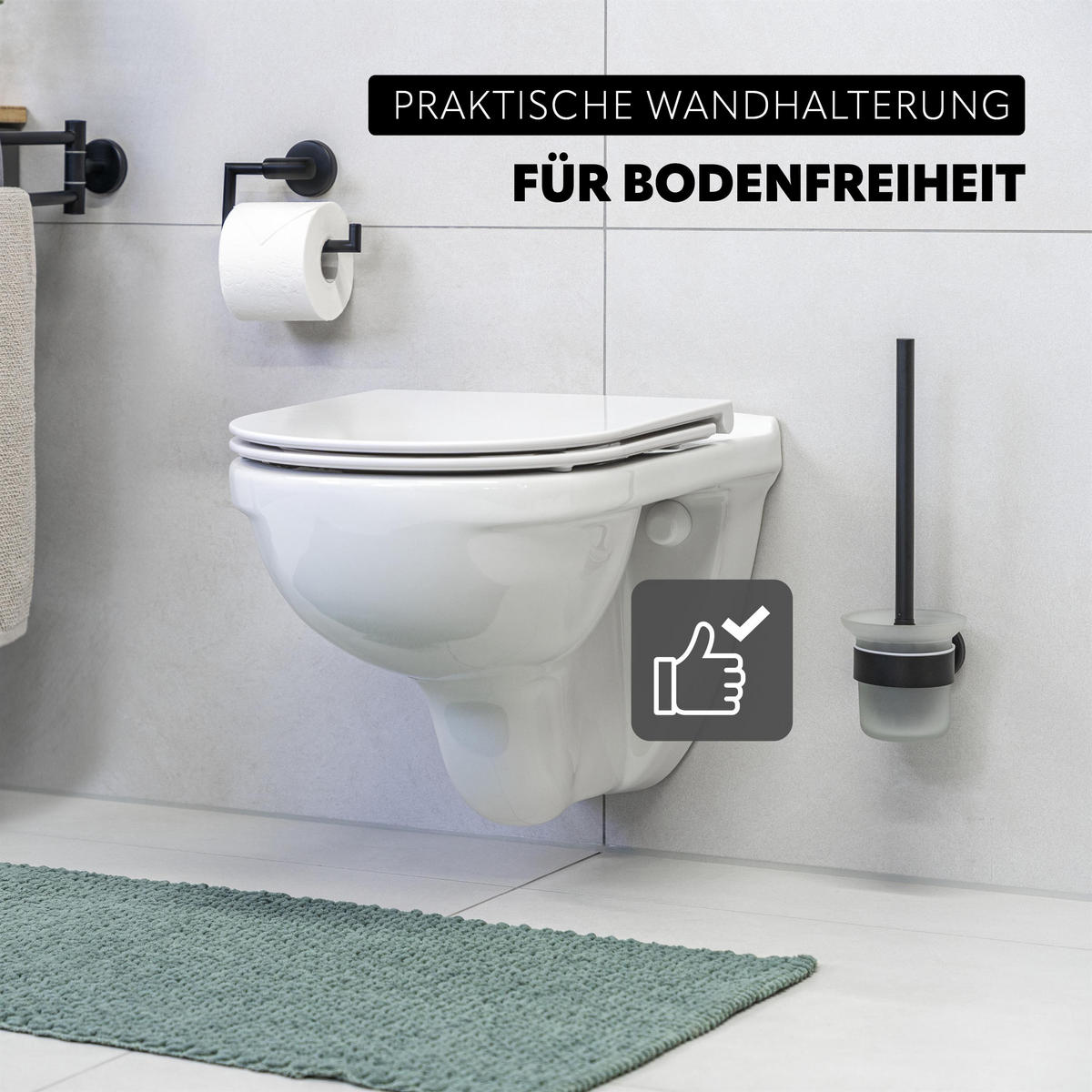 WC-GARNITUR PIAZZA BLACK, schwarz - Schwarz, Kunststoff (11.5/36/14.5cm) - bremermann