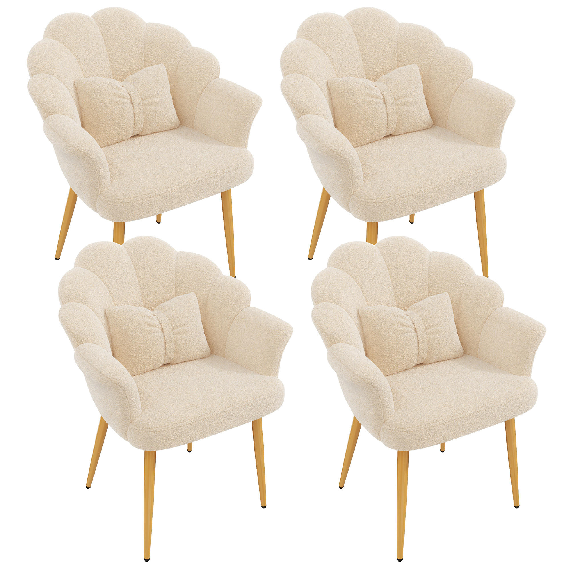 ARMLEHNSTUHL-SET 4 Stück, Blütenblatt-Design, DE-42136, Rosa - Beige, Holzwerkstoff (65.5/85/64cm) - ComfortXL