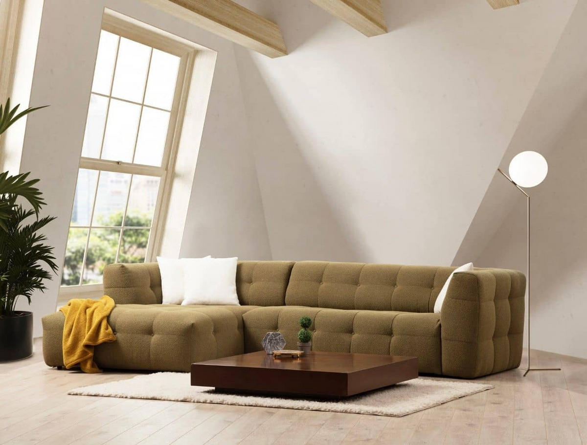 ECKSOFA modernes Design - Schwarz/Grün, Holz/Kunststoff (300/150cm) - myHomelando