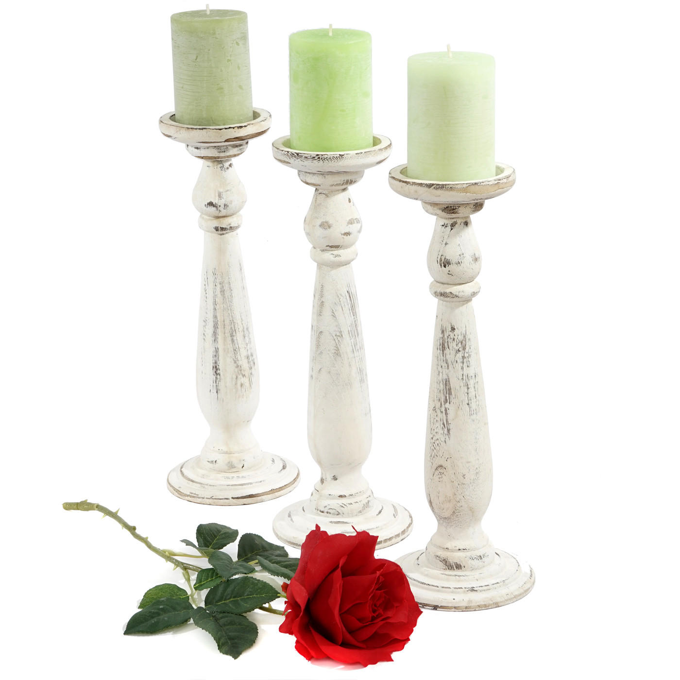 Thumbnail - MCW Kerzenständer, Weiß, Holz, 12x35x12 cm, Dekoration, Kerzen & Zubehör, Kerzenhalter