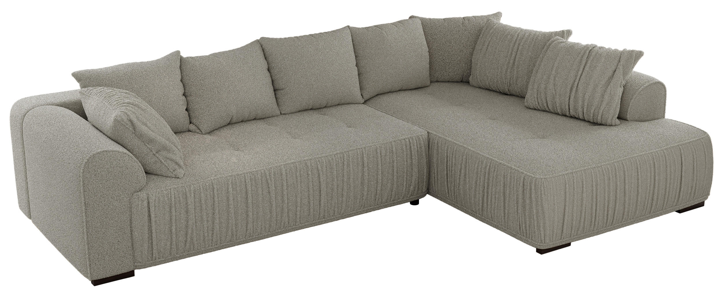 ECKSOFA ORTA Hellgrau Boucle - Rechts - Hellgrau/Schwarz, Textil (200/325cm) - MKS