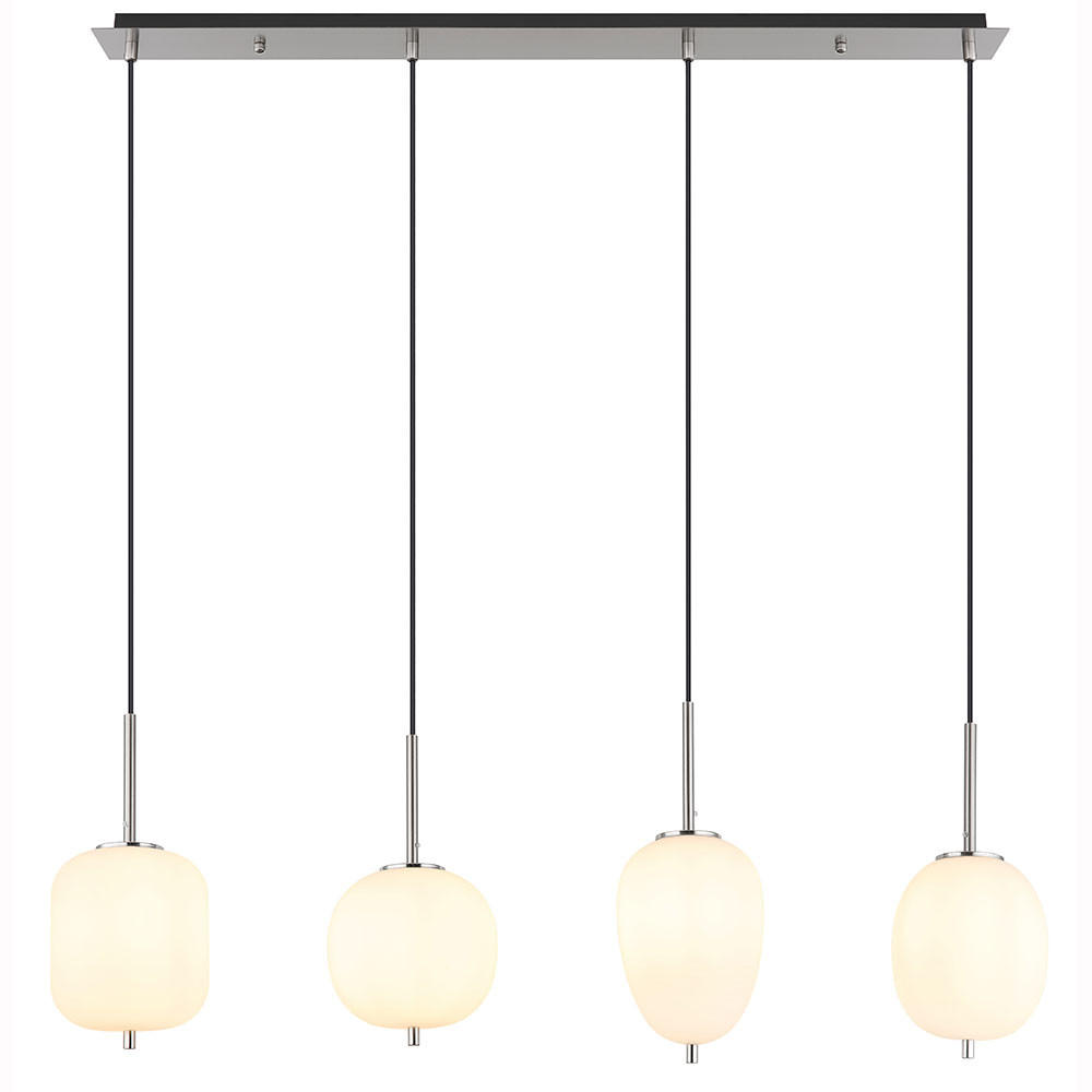 LED HÄNGELEUCHTE Metall Silber Opalglas 4-Flammig - Silberfarben, Glas (110/18.5/120cm) - Globo Lighting