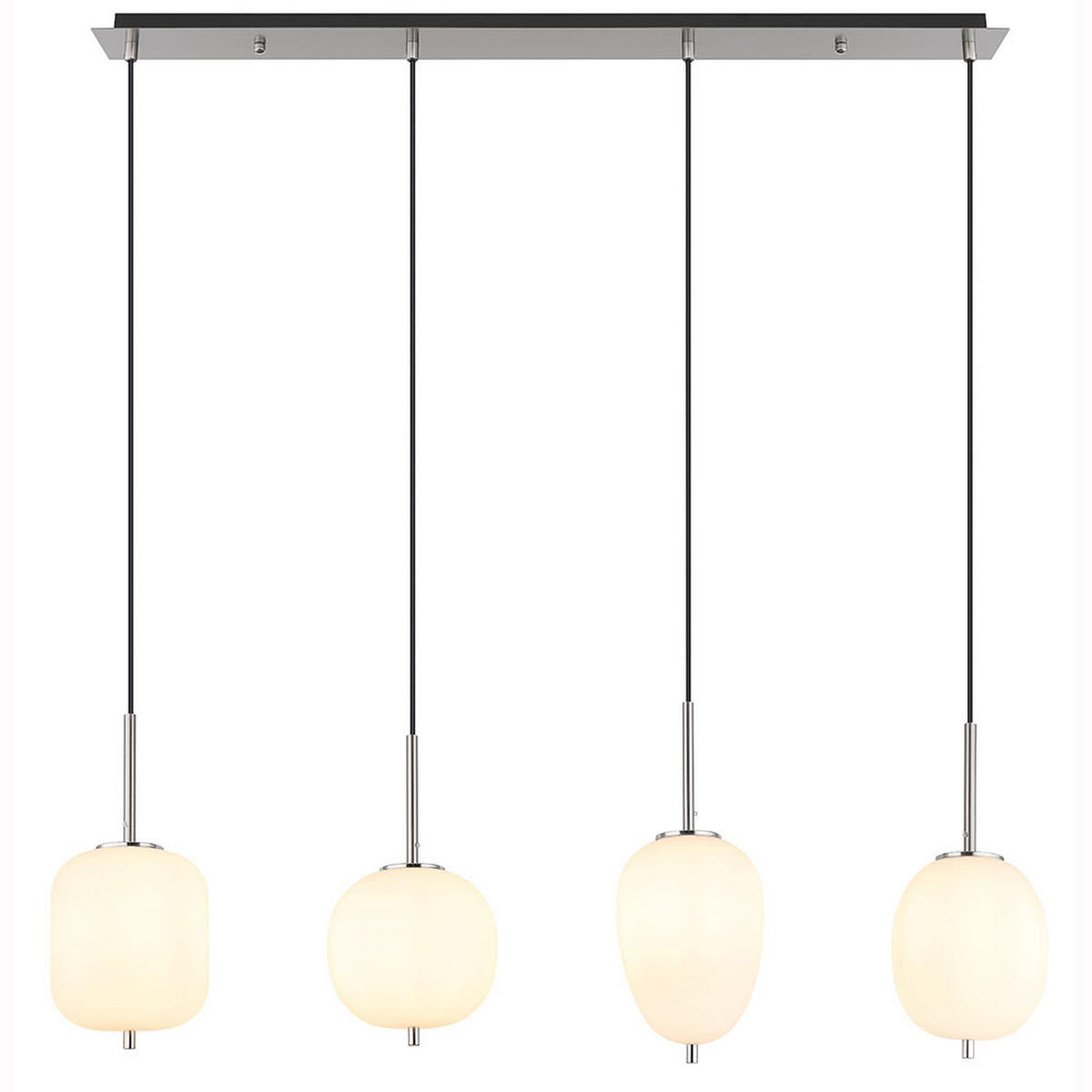 LED HÄNGELEUCHTE Metall Silber Opalglas 4-Flammig - Silberfarben, Glas (110/18.5/120cm) - Globo Lighting