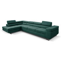 ECKSOFA Marlene IV L-Form mit verstellbaren Kopfstützen Schlaffunktion Bettkasten 347 cm links grün - Grün, Kunststoff (347/202cm) - Margaret Hadas24
