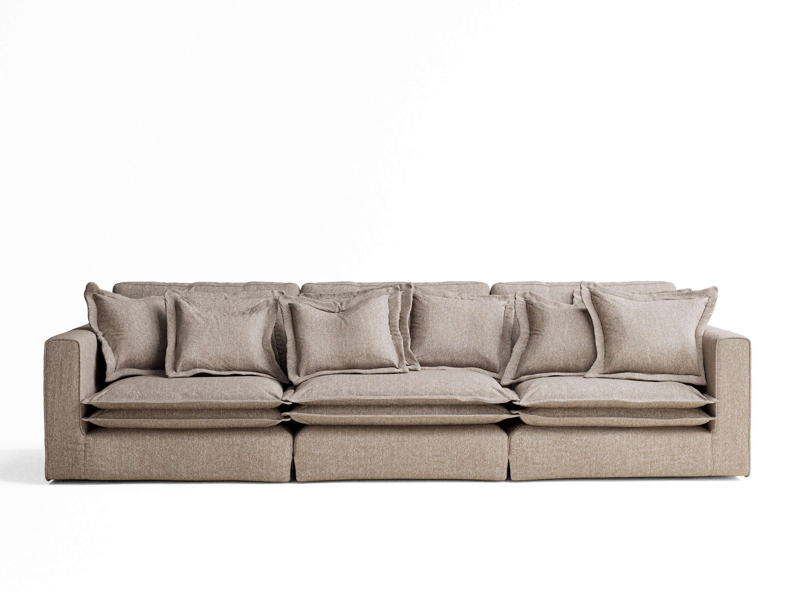 6-SITZER SOFA Amalfi Hellbraun Webstoff - Schwarz/Braun, Holz/Holzwerkstoff (338/90/119cm) - Maison de Reve